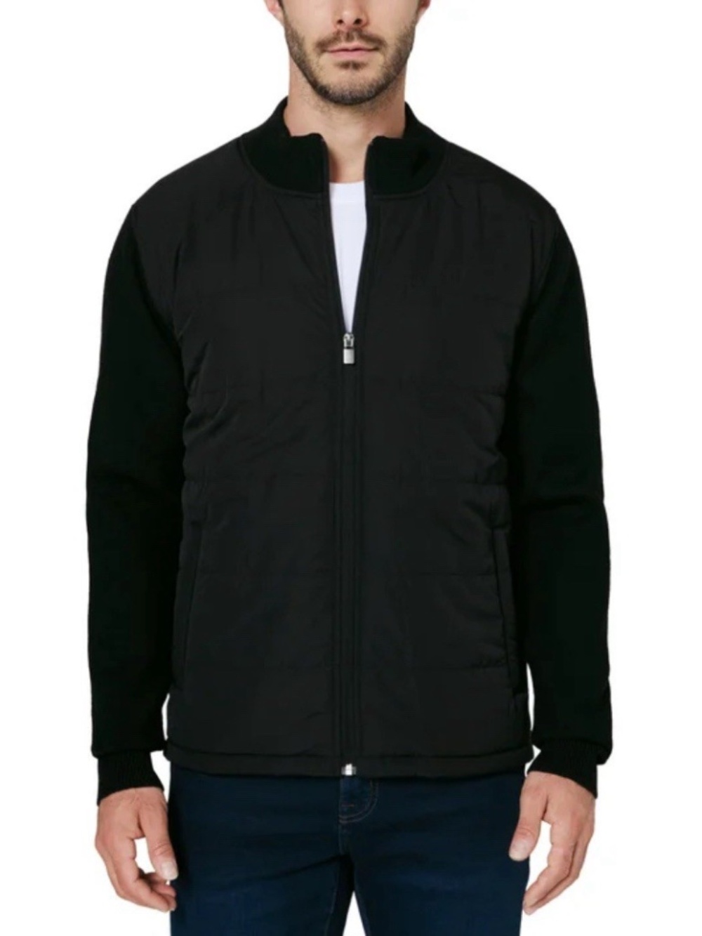 INFINITY Men's Black Hybrid Knit-Back Jacket All Sizes.